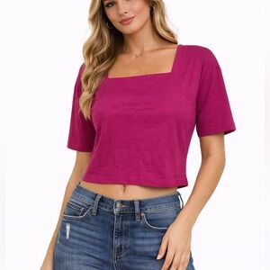 Christian Dior Size Medium Fuchsia Square Neck Crop Top